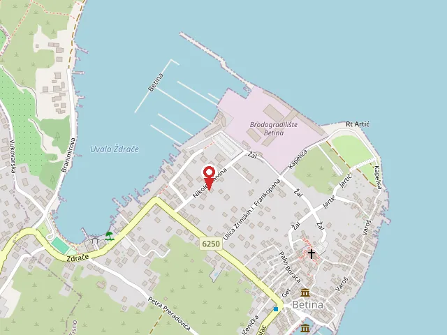 Pregled karte — servisna baza u Betini (OpenStreetMap)